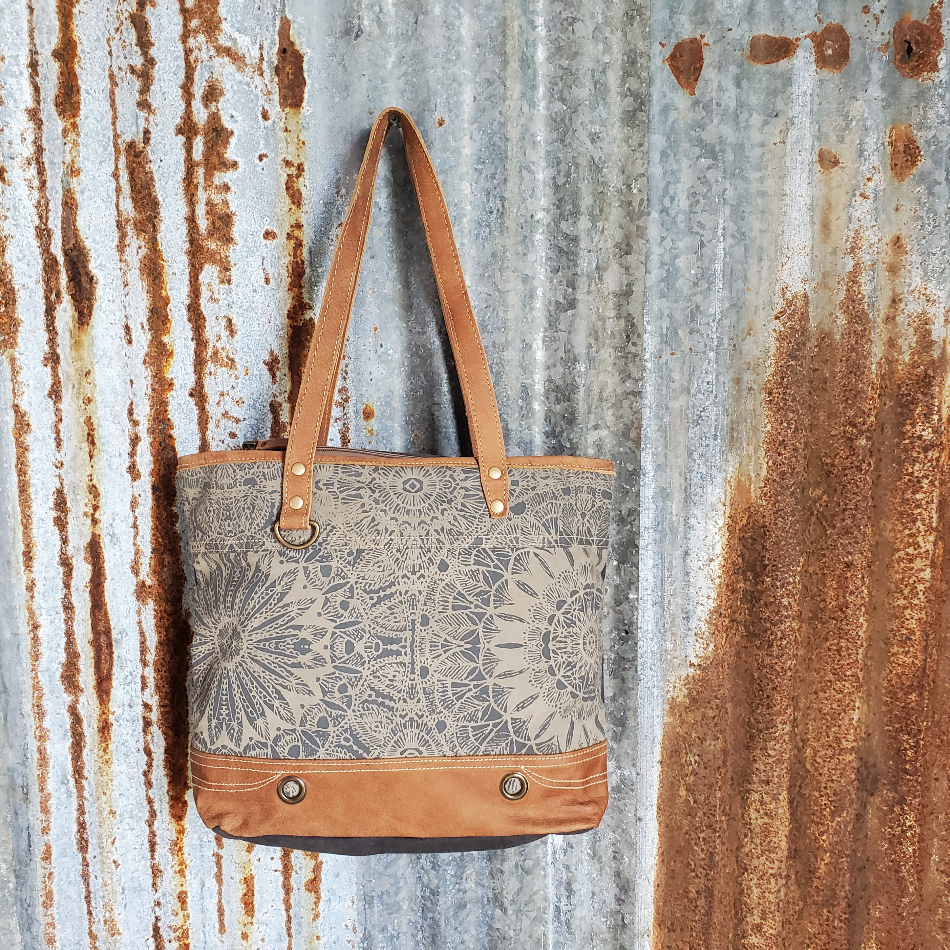 Grey Floral Tote Front