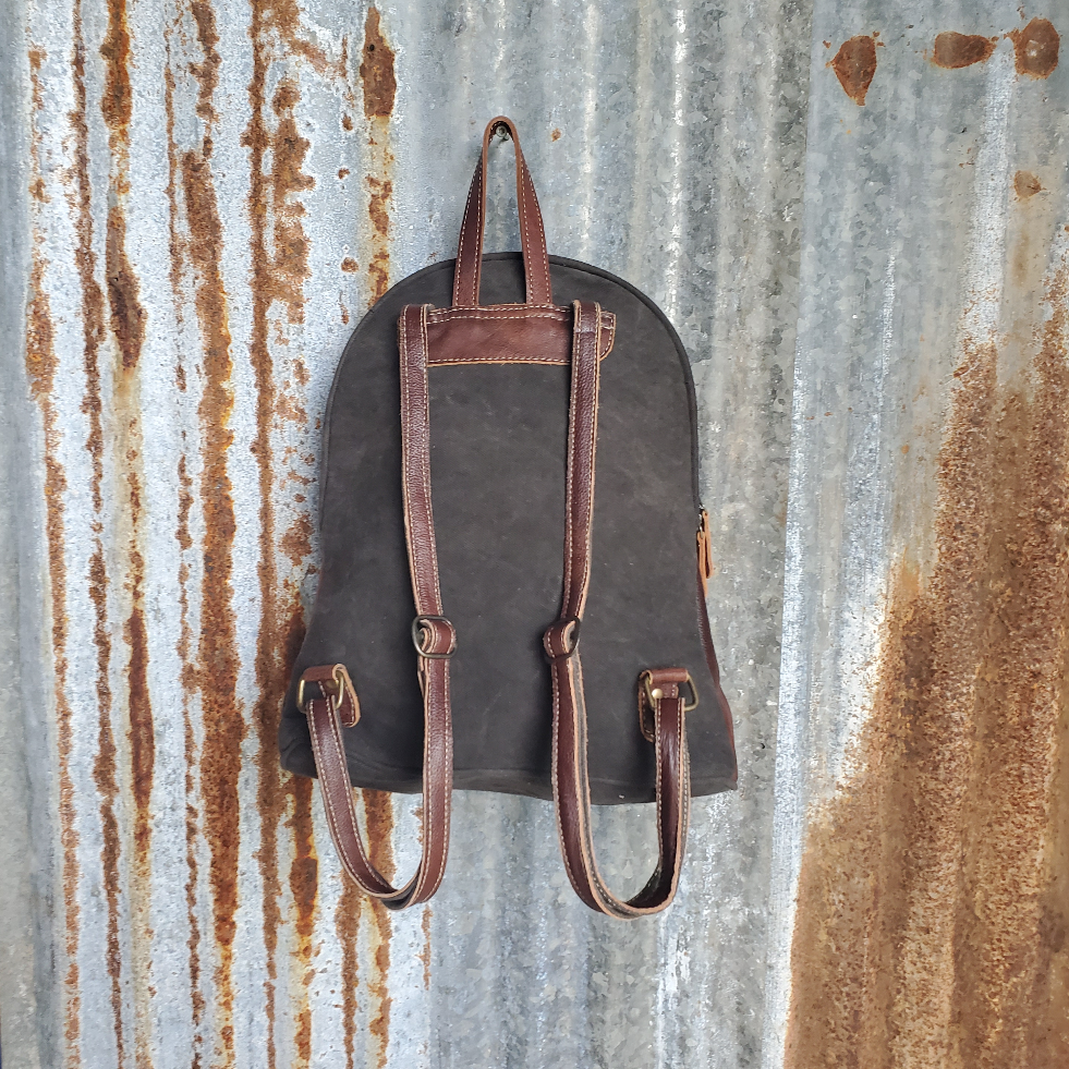 Myra Bag Camo Canvas Backpack with Brown Haircalf and Leather Trim Myra Bag Oriental Cowhide Backpack - Women main image 4