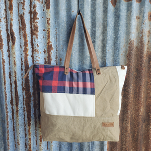 Blue and Red Plain Tote Front