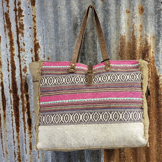 Pink BOHO Weekender Bag Front