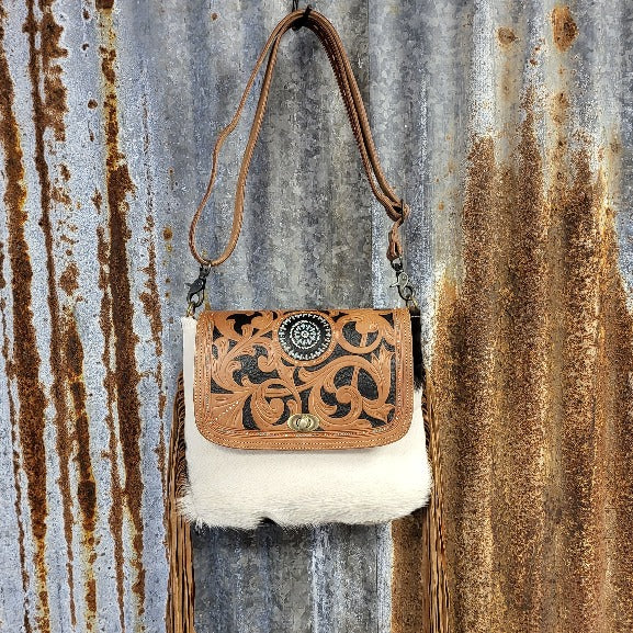 Brown Boughs Cowhide Crossbody Front