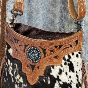 Monochromatic Cowhide Crossbody Side