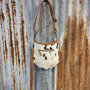 Cowhide Hand Tooled Pocket Crossbody Back