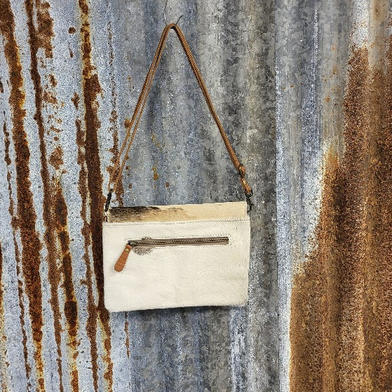 Brown Crescent Cowhide Crossbody Back