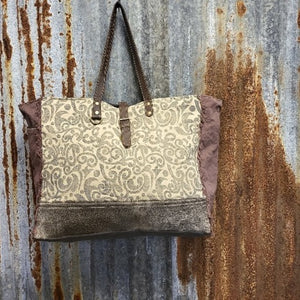 Gray Paisley Cowhide Weekender Front