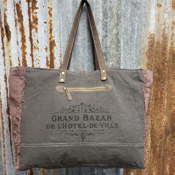 Gray Paisley Cowhide Weekender Back