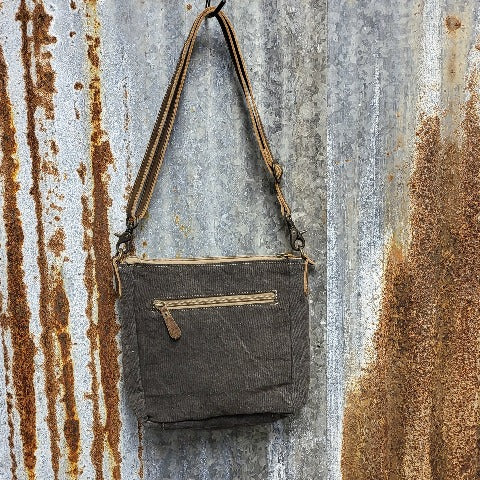 Chevron Cowhide Crossbody Back