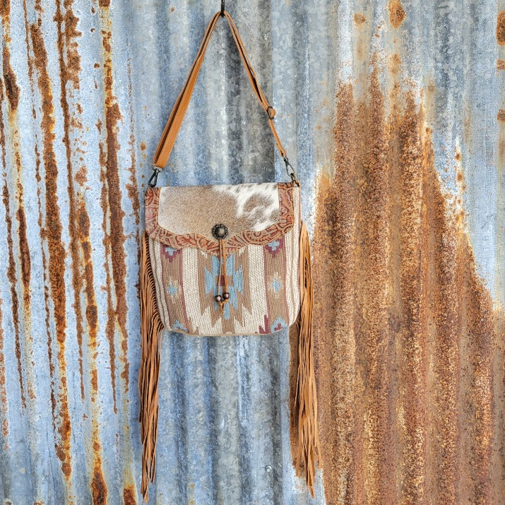 Serene Brown Cowhide Crossbody Front