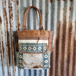 Blue Diamond Cowhide Tote Front
