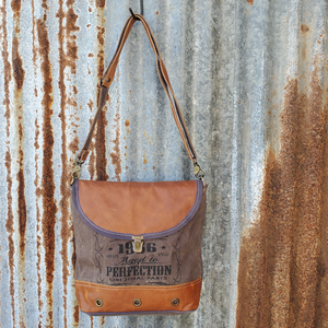 Brown Leather Fold-over Flap Crossbody Front