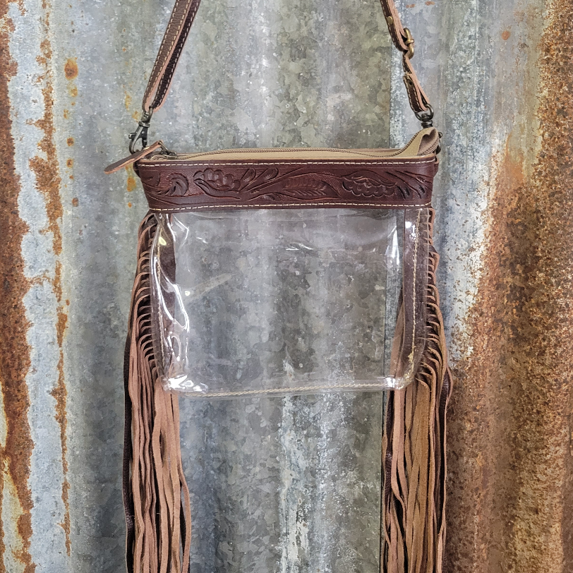 Myra Clear Leather Crossbody Bag
