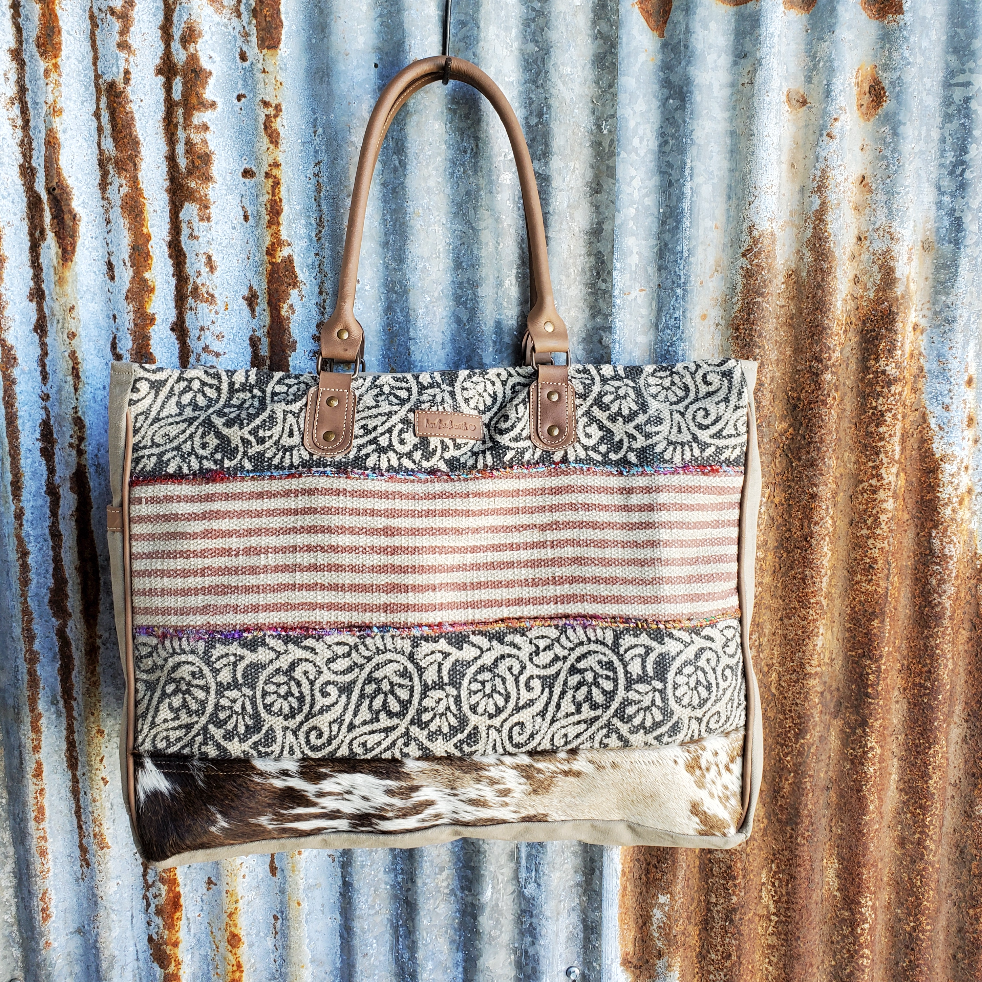 Ellis and Cowhide Weekender Front