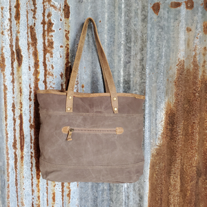 Yellow, Brown and Black Cross Pattern Tote Back