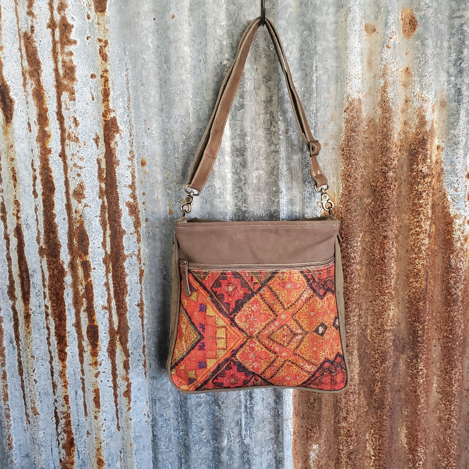 Orange and Red Swirl Crossbody Front