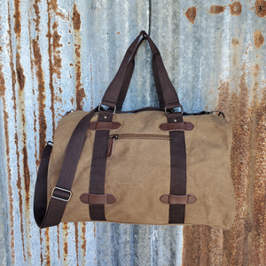  Tan Canvas Duffel Bag Back