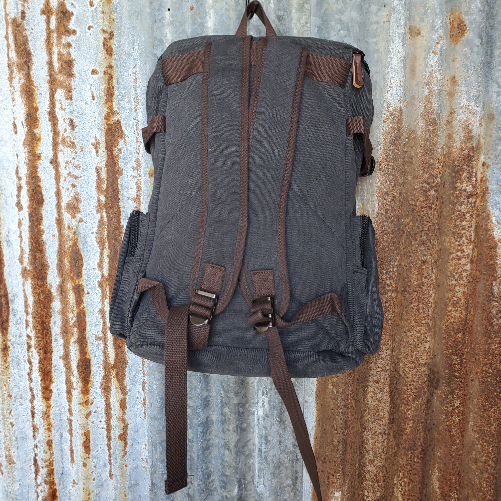 large Black Canvas Back Pack Back