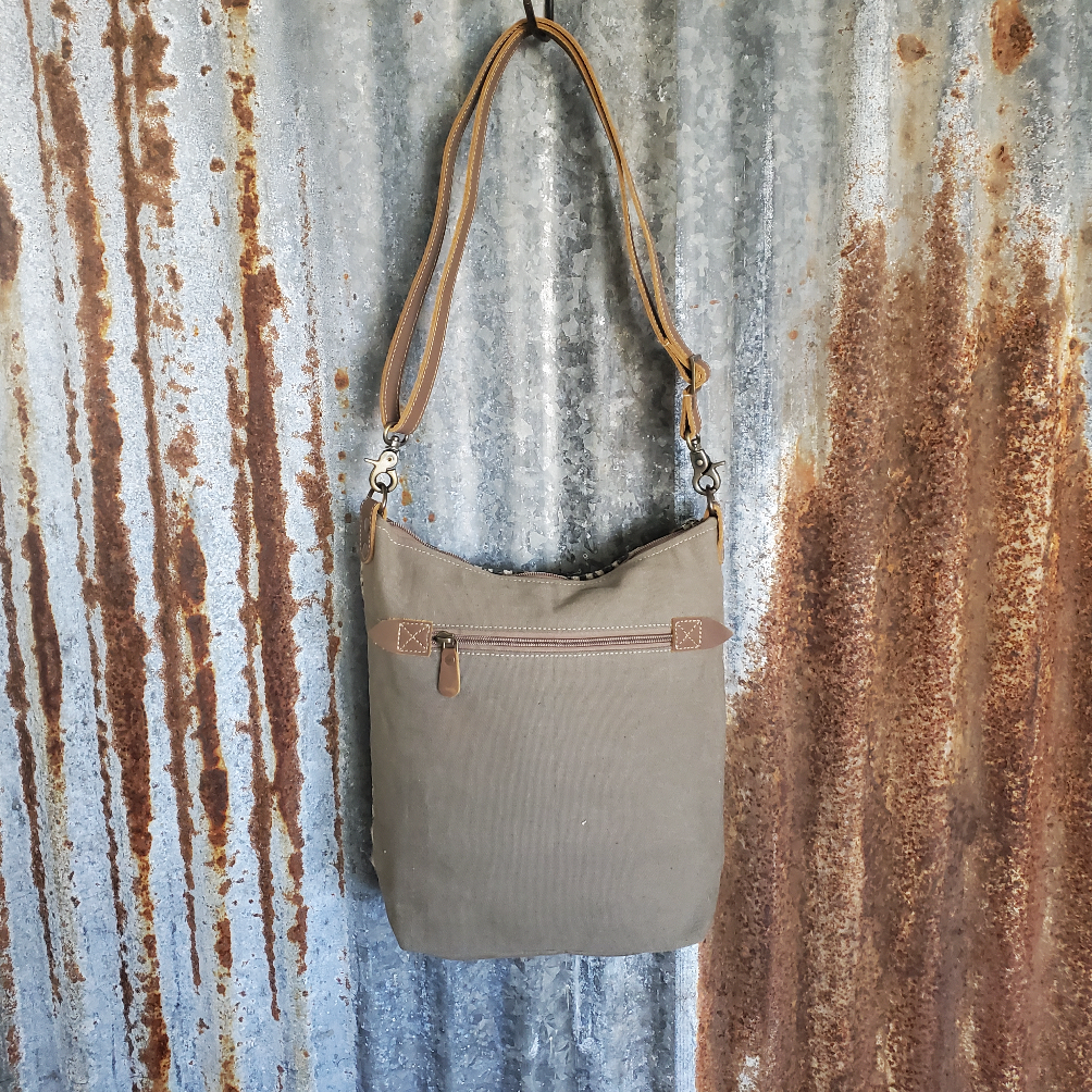 Green Canvas Blue Swirl Pattern Crossbody Back