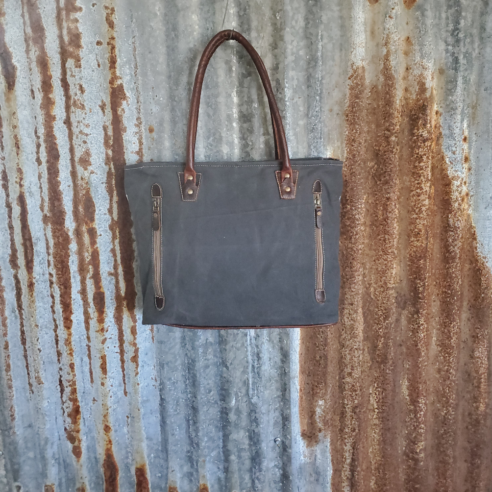Conceal Carry Purple Flower Tote Back