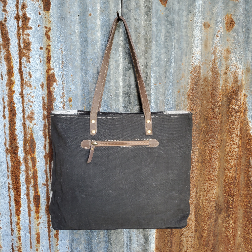 Turquoise Pinwheel and Cowhide Tote Back