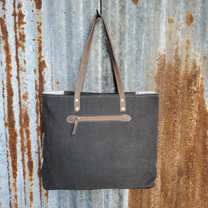 Turquoise Pinwheel and Cowhide Tote Back
