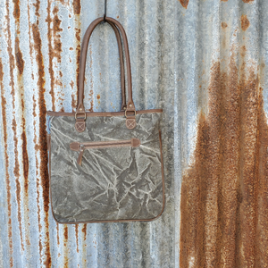 Blue Floral Fish on Pocket Tote Back