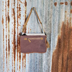 Chevron Cowhide Fold Over Cross Body Back