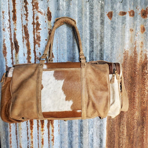 Cinnamon and Cream, Cowhide and Leather Duffel Bag Front