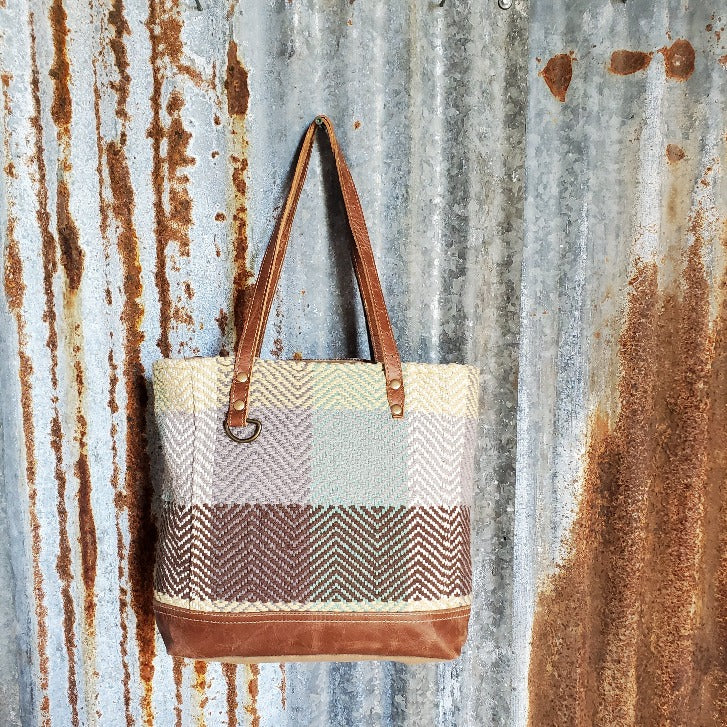Cream, Brown and Yellow, Canvas Tote Front
