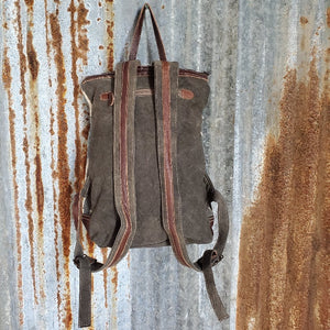 Large Camo and Cowhide Back Pack Back