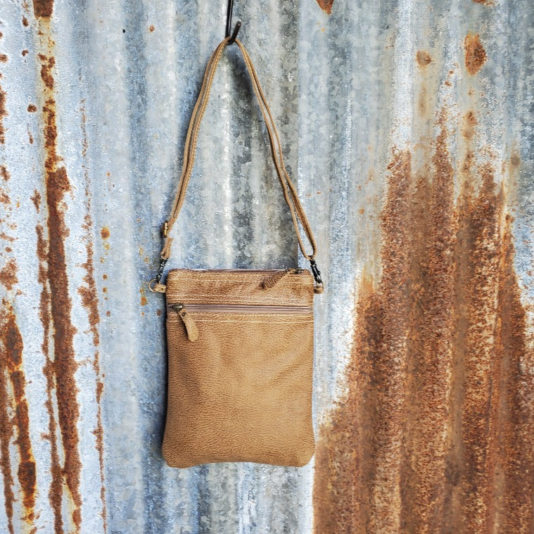 Small Gold Speckle Cowhide Cross Body Back