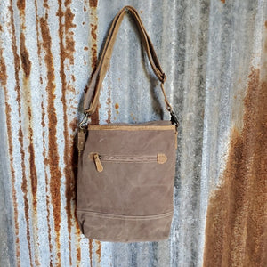 Yellow Canvas Sunbeam Pattern Leather  Bottom Cross Body Back