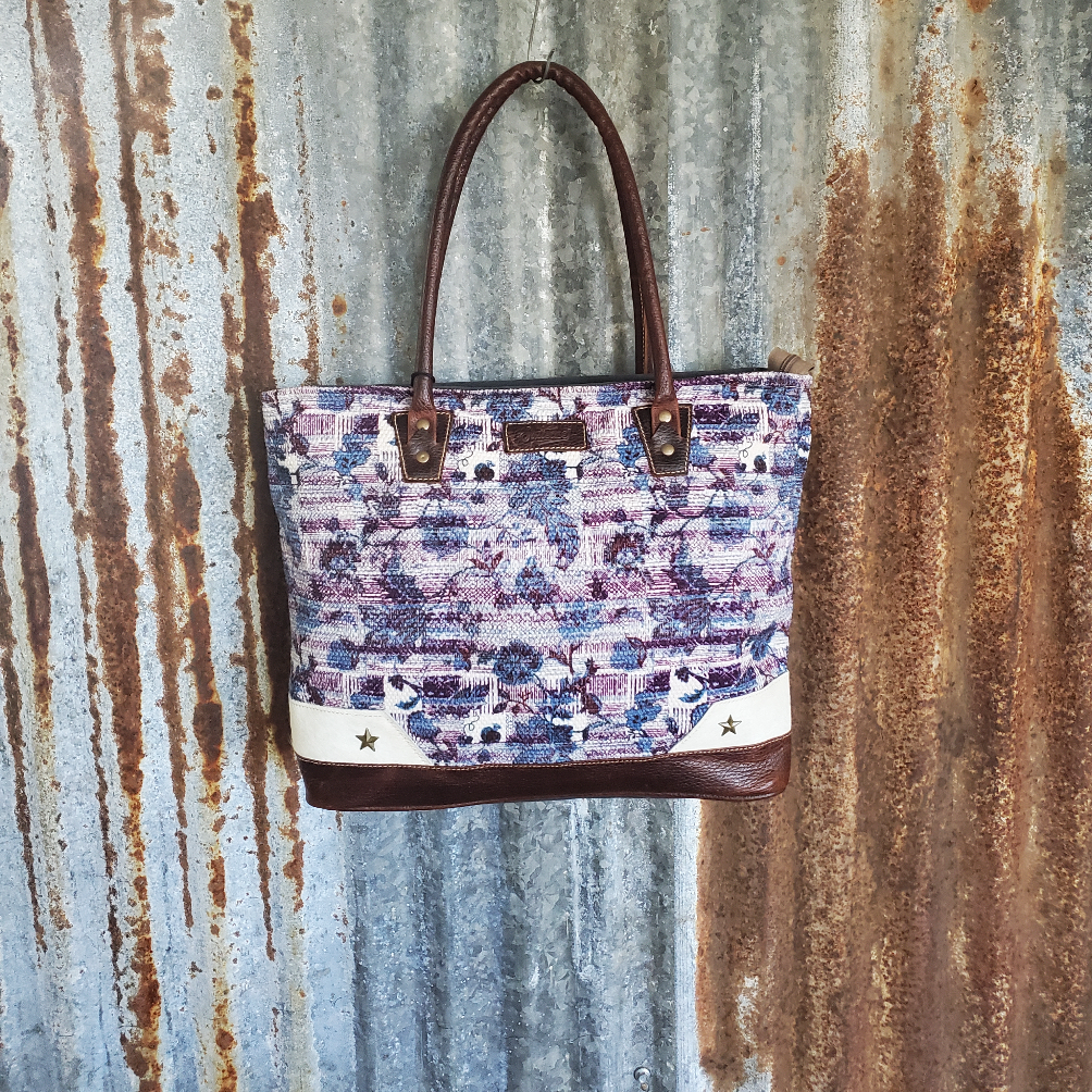 Conceal Carry Purple Flower Tote Front