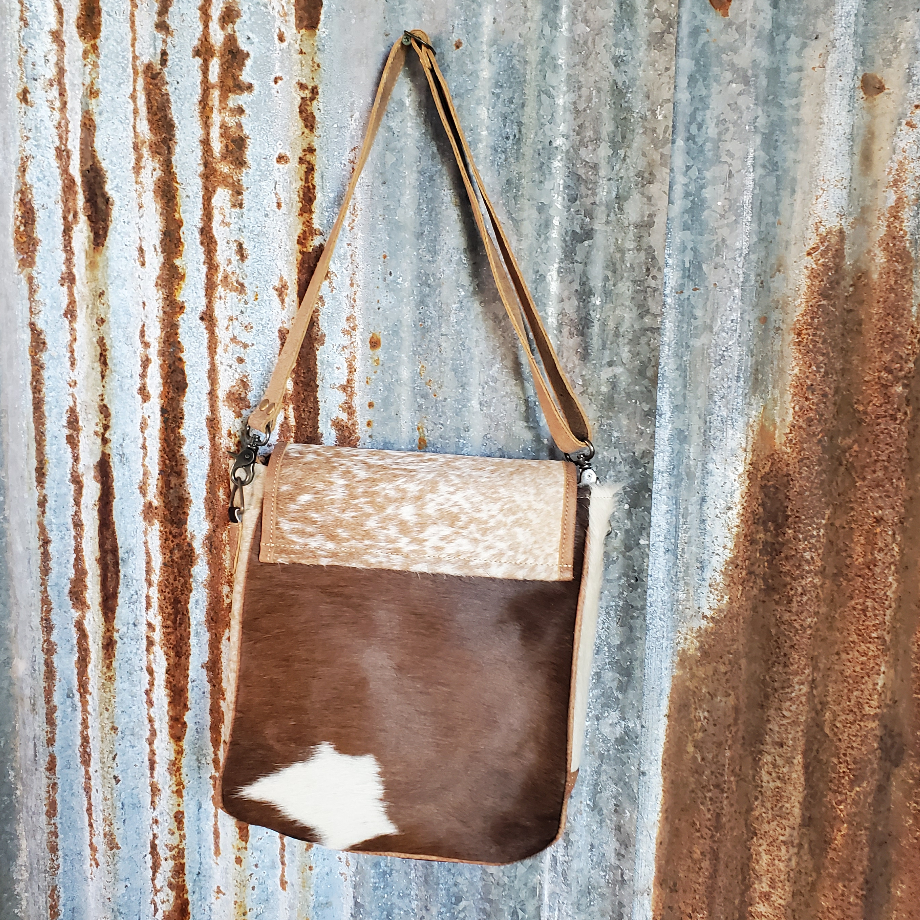 Multi-Color Cowhide Messenger Bag Back