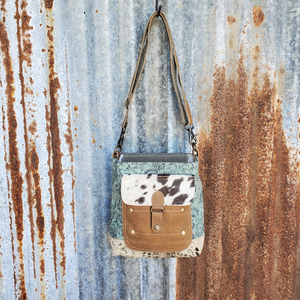 Small Turquoise Front Pocket Cross Body Front