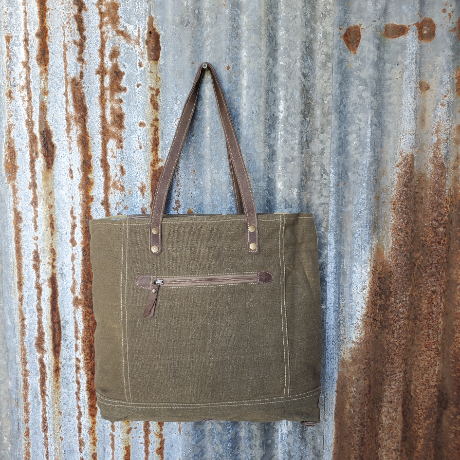 Lone Wolfe Canvas Tote Back