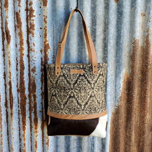 Happy Hand and Cowhide Tote Front