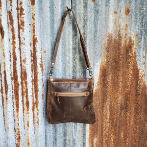 Oil Rubbed Leather Front Pocket Cross Body Back