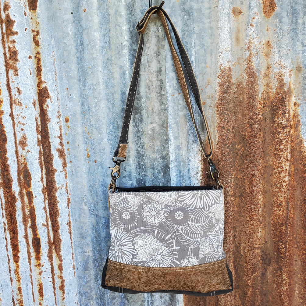 White Flower Pattern Cross Body Front