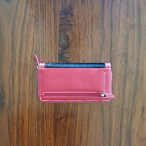 Red Leather Black and White Cowhide Wallet Back