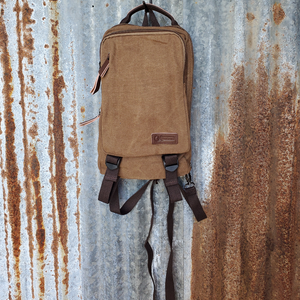 Medium Brown Canvas Back Pack Front