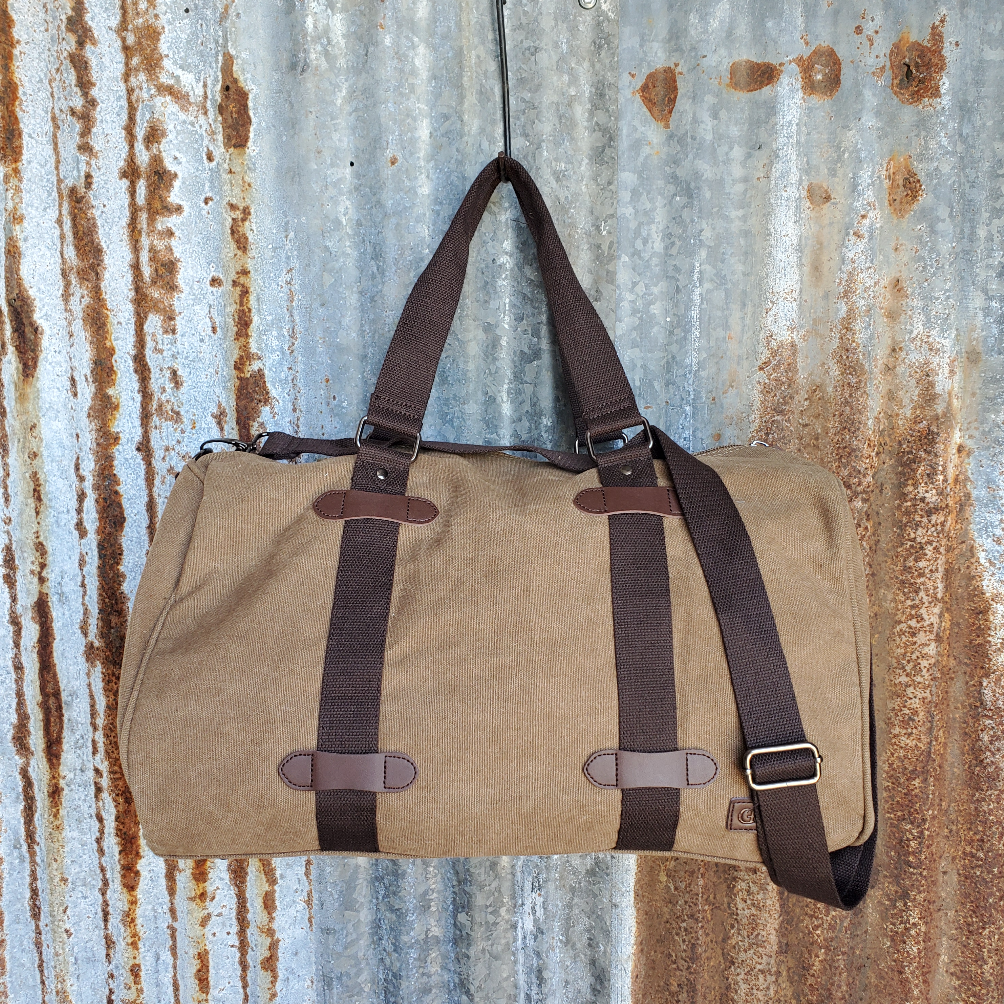 Tan Canvas Duffel Bag  Front